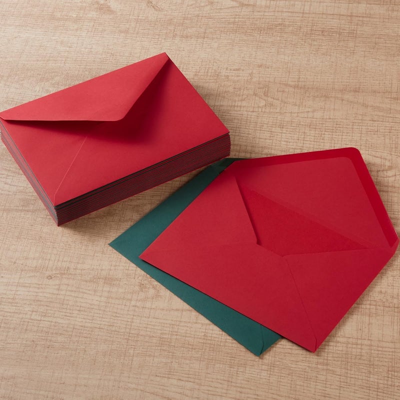 Wishop A7 Christmas Envelopes and Blank Cards 24 Pieces A7 Envelopes and 24 Pieces 5x7 Colorful Flat Cards for Weddings, Invitations, Birthday, Baby Shower (Christmas Green/Red) - Image 5